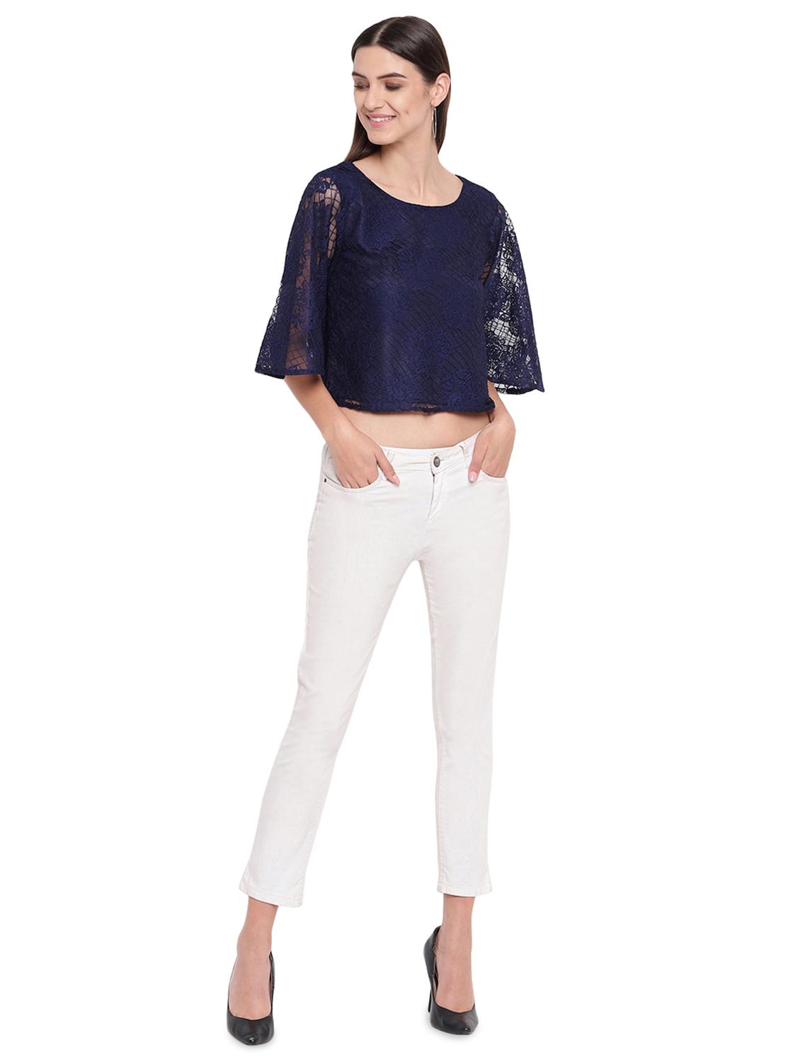 round neck laced top - 16741944 - Zoom Image - 4