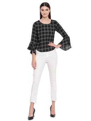 bell sleeved checkered top - 16741945 - Standard Image - 4