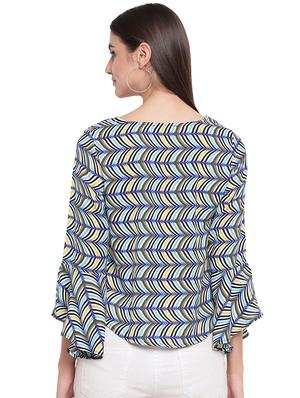 bell sleeved printed top - 16741946 - Standard Image - 3