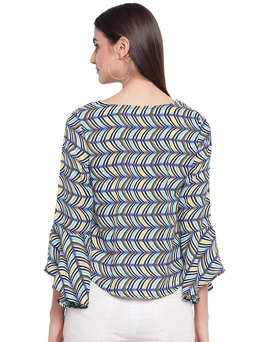 bell sleeved printed top - 16741946 - Zoom Image - 3