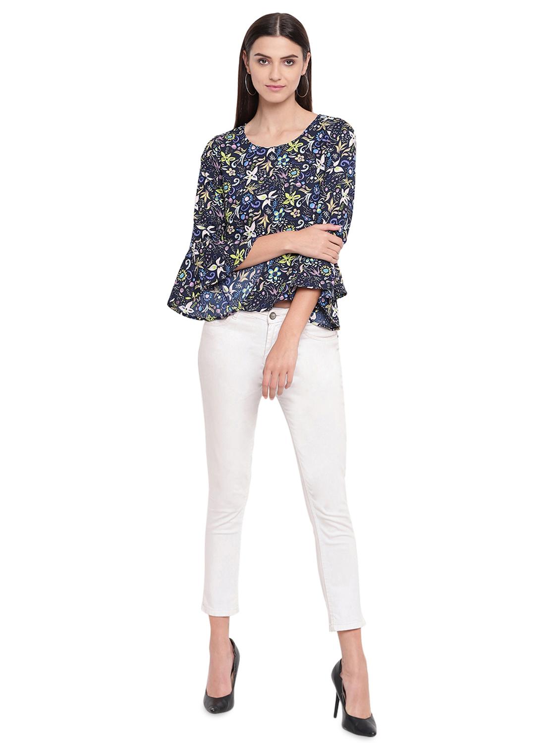 bell sleeved floral top - 16741947 - Zoom Image - 4