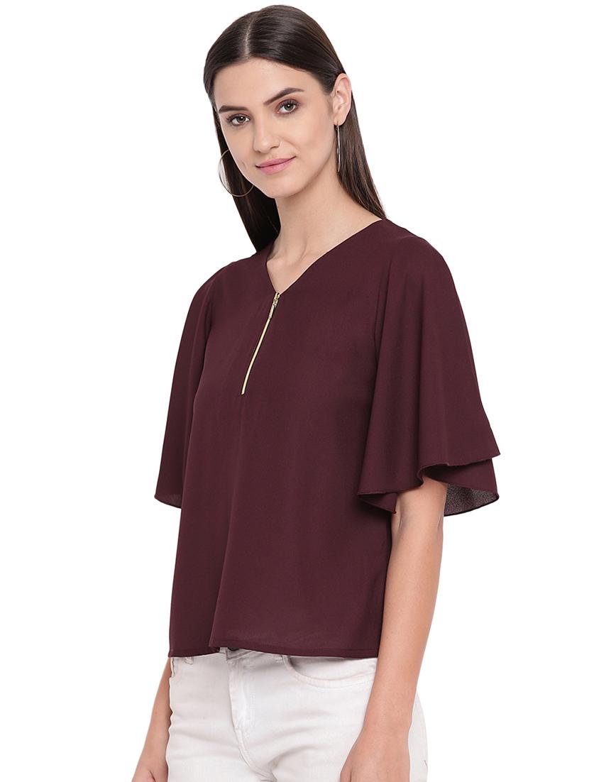 bell sleeved solid top - 16741951 - Zoom Image - 2