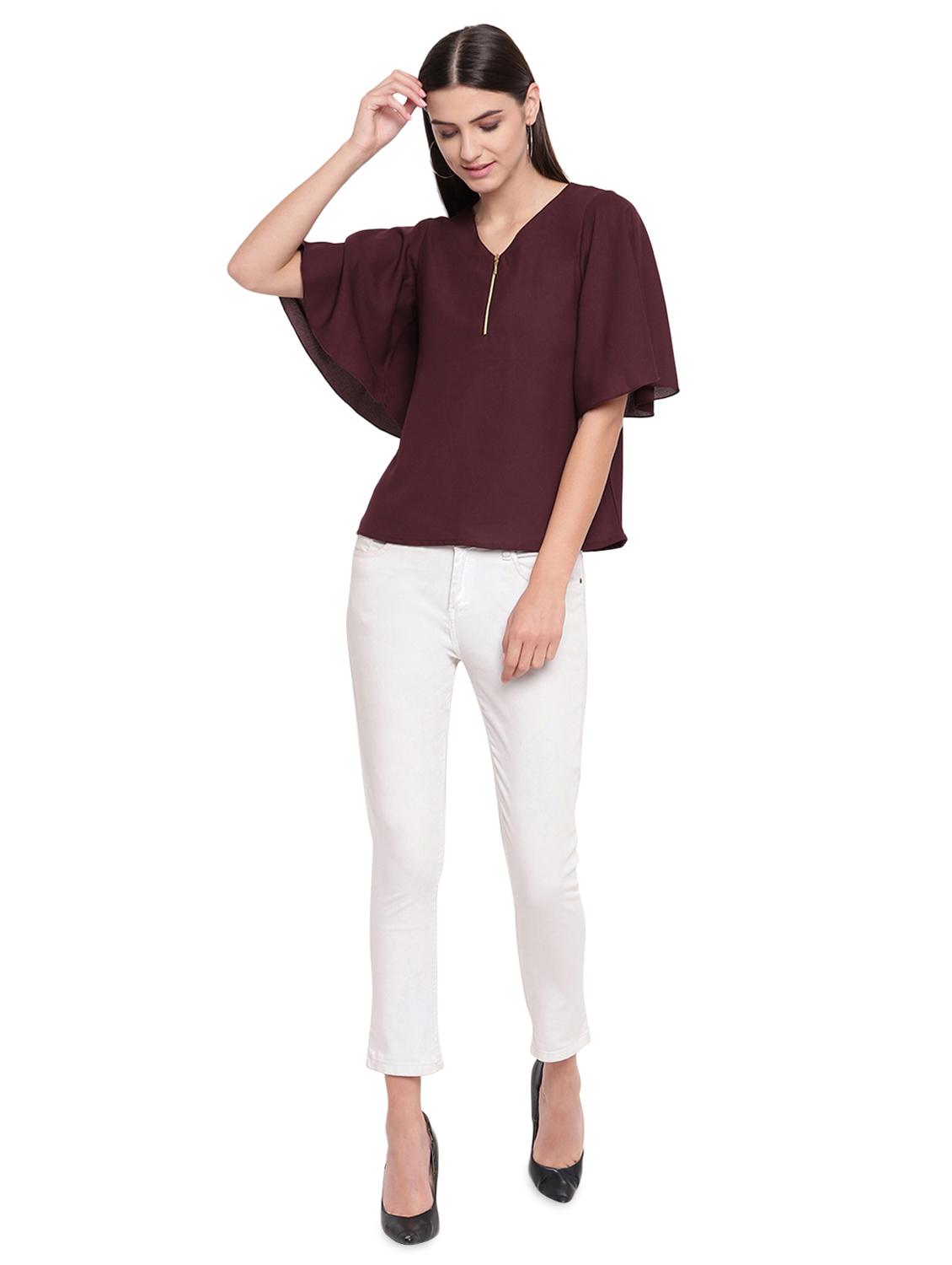 bell sleeved solid top - 16741951 - Zoom Image - 4