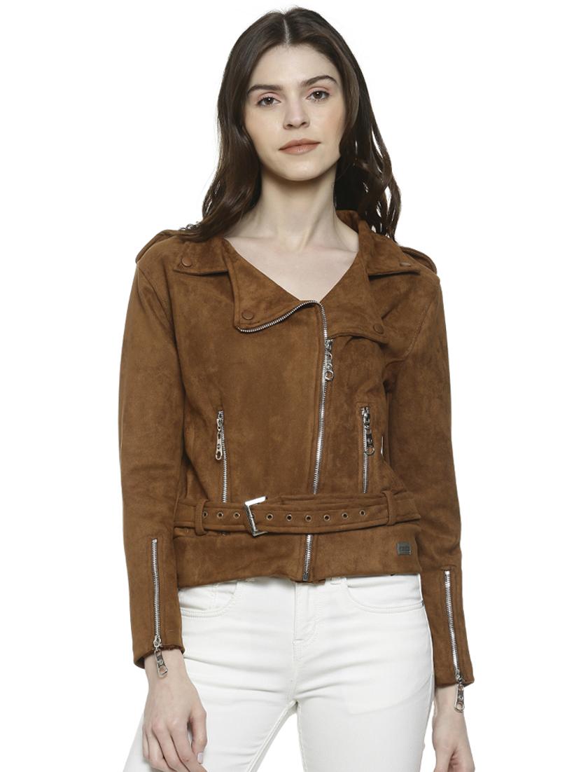 lapel neck zipper detail bomber jacket - 16741968 - Zoom Image - 1