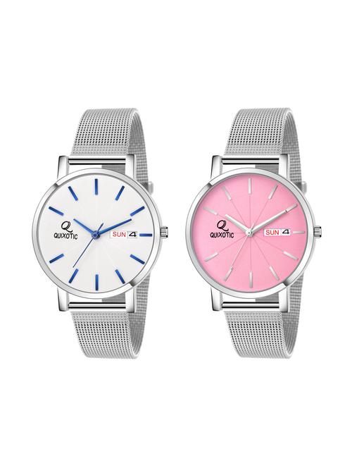 quixotic white & pink day-date functioning womens combo - 16742046 - Standard Image - 1