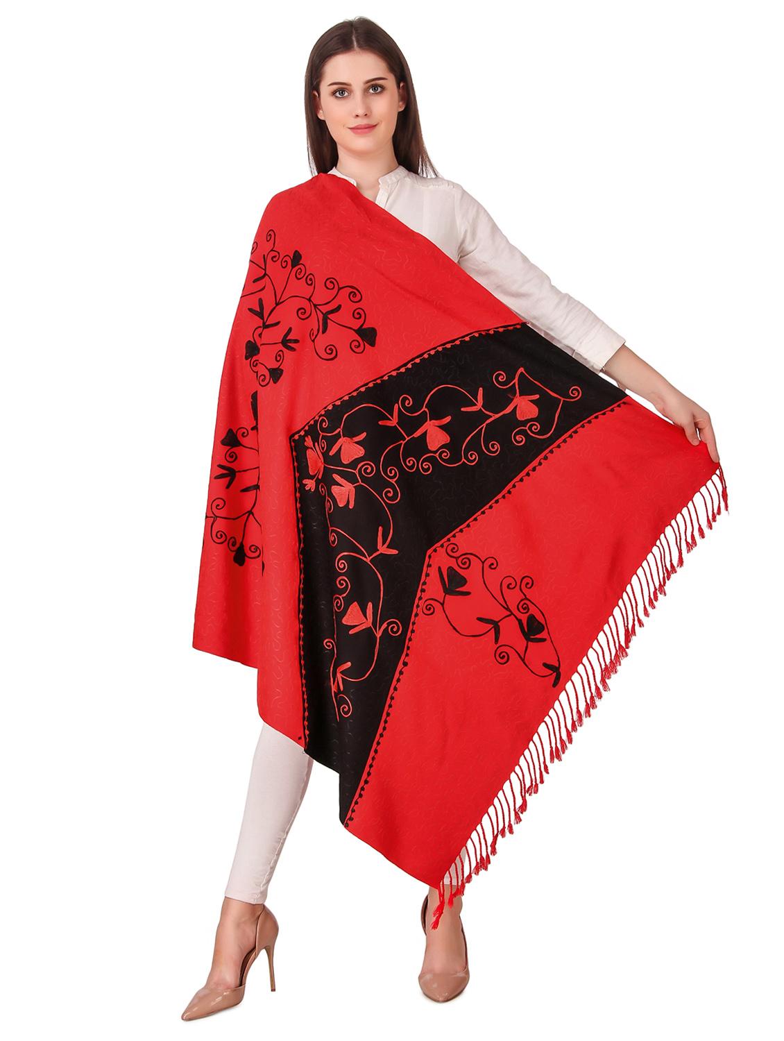 embroidered color block shawl - 16742064 - Zoom Image - 2