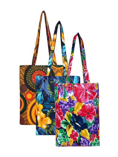 multi colored canvas combo shopping bag - 16742105 - Very Small Image - 1