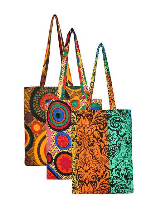 multi colored canvas combo shopping bag - 16742113 - Very Small Image - 1