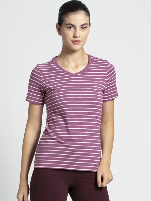 v neck striped tee - 16742222 - Standard Image - 1