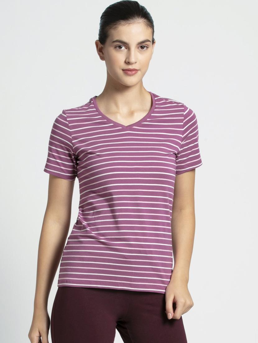 v neck striped tee - 16742222 - Zoom Image - 1