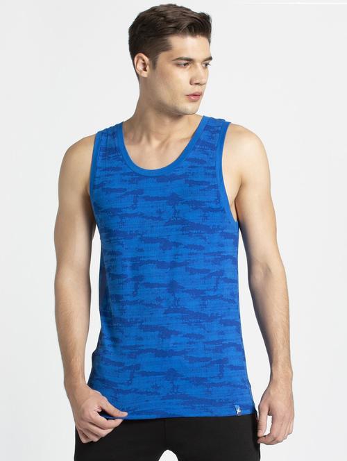 blue printed vest - 16742903 - Standard Image - 1