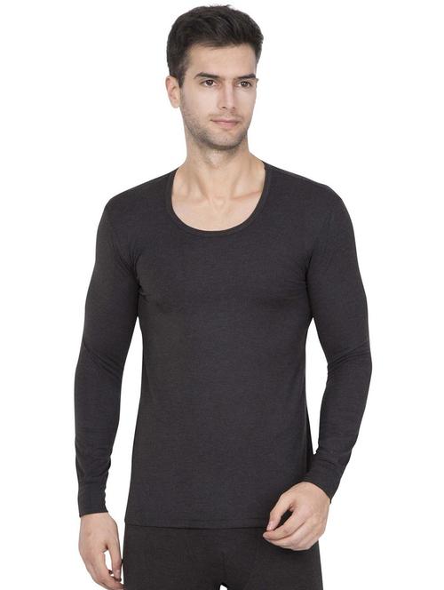 black solid acro-blend thermal top - 16742917 - Standard Image - 1