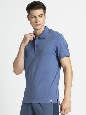 blue solid polo t-shirt - 16743018 - Standard Image - 2