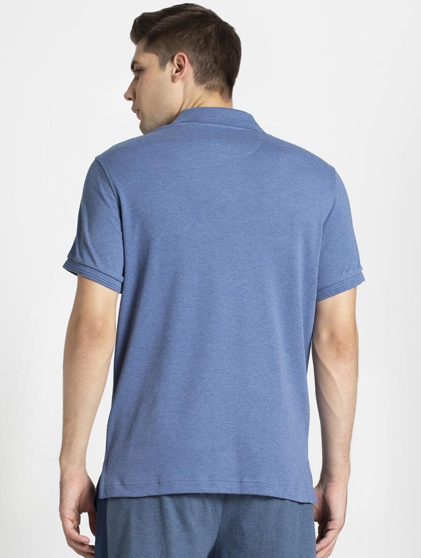 blue solid polo t-shirt - 16743018 - Zoom Image - 3