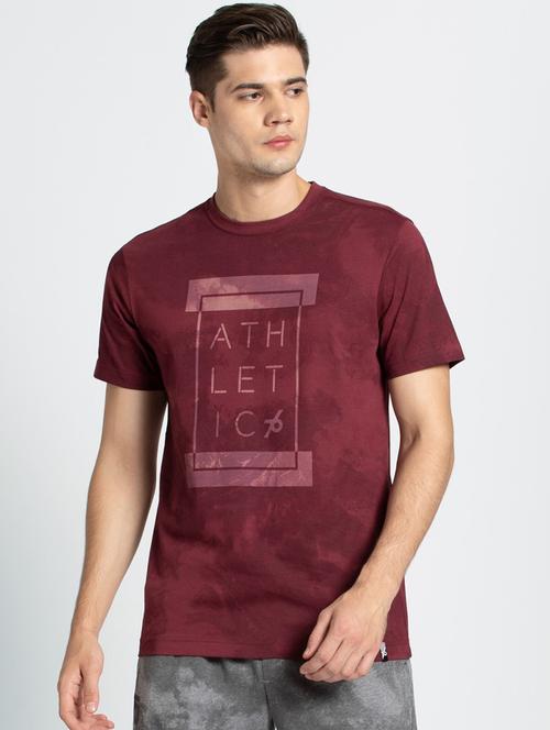 maroon printed t-shirt - 16743049 - Standard Image - 1
