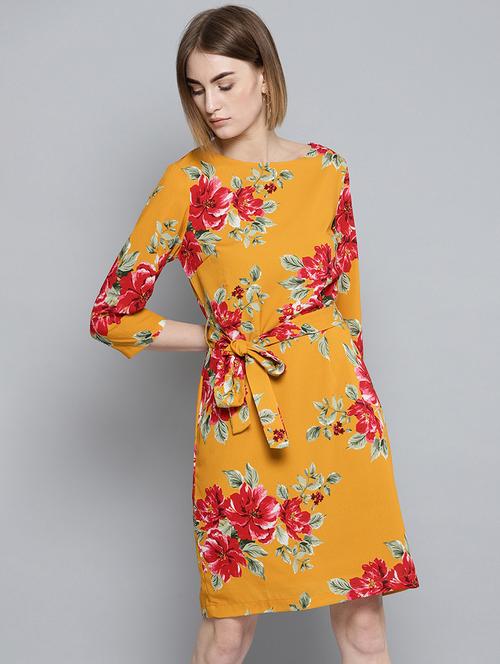 tie front floral a-line dress - 16743431 - Standard Image - 1