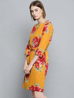 tie front floral a-line dress - 16743431 - Standard Image - 2