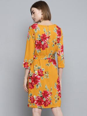 tie front floral a-line dress - 16743431 - Standard Image - 3