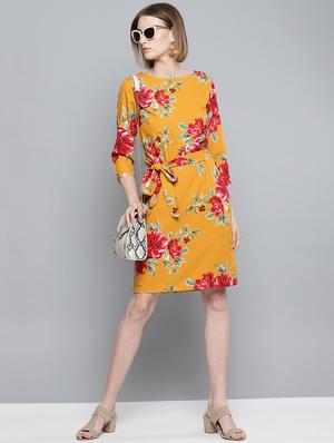 tie front floral a-line dress - 16743431 - Standard Image - 4