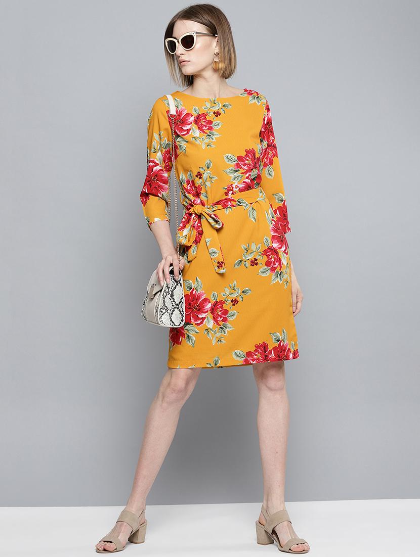 tie front floral a-line dress - 16743431 - Zoom Image - 4