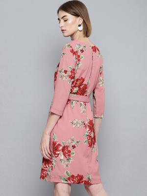 tie front floral a-line dress - 16743432 - Standard Image - 3