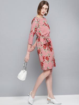 tie front floral a-line dress - 16743432 - Standard Image - 4