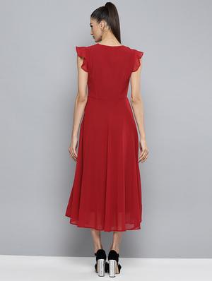 overlap neck frill detail a-line dress - 16743449 - Standard Image - 3