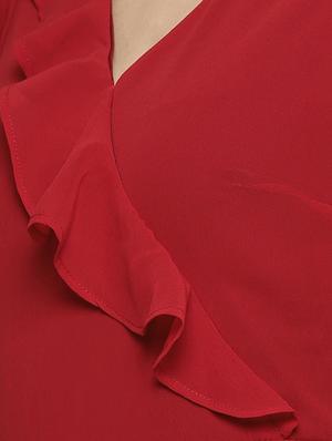 overlap neck frill detail a-line dress - 16743449 - Standard Image - 4