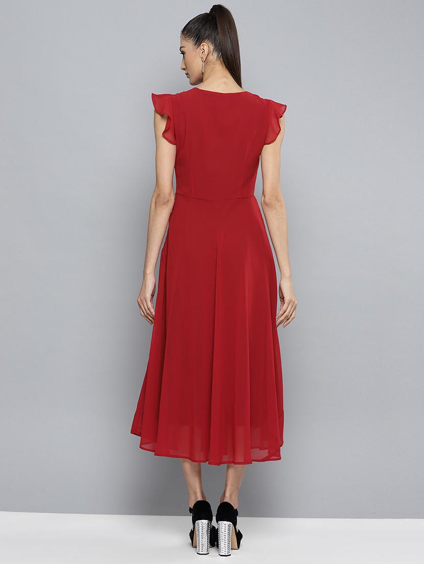 overlap neck frill detail a-line dress - 16743449 - Zoom Image - 3