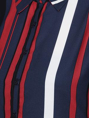 shirt collar striped a-line dress - 16743453 - Standard Image - 4