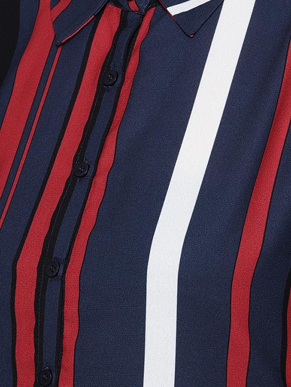 shirt collar striped a-line dress - 16743453 - Zoom Image - 4