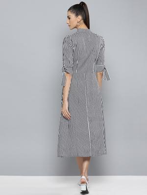 tie front striped a-line dress - 16743458 - Standard Image - 3