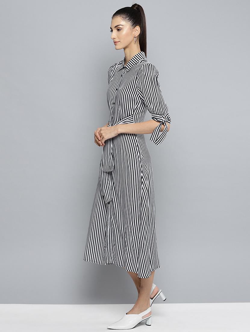 tie front striped a-line dress - 16743458 - Zoom Image - 2