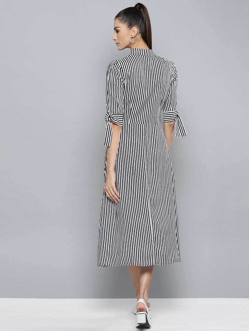 tie front striped a-line dress - 16743458 - Zoom Image - 3