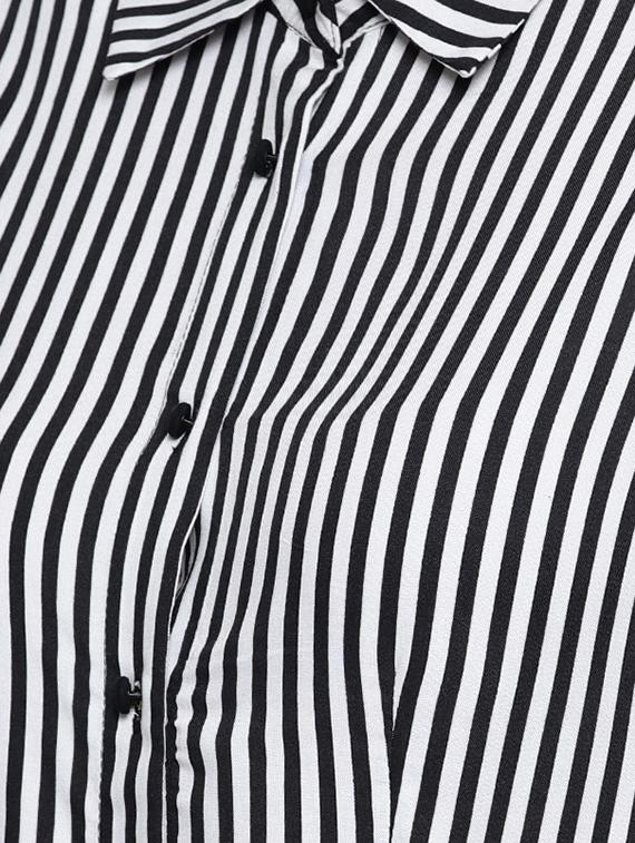 tie front striped a-line dress - 16743458 - Zoom Image - 4