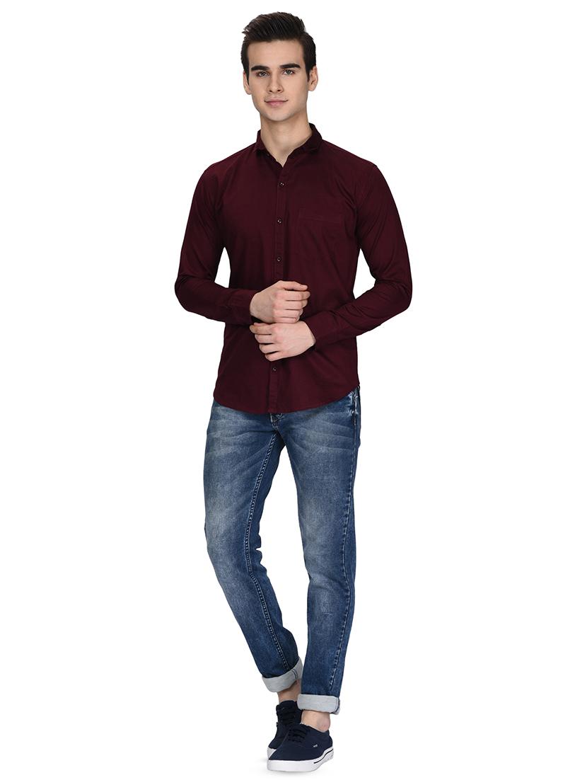 red solid casual shirt - 16743696 - Zoom Image - 4