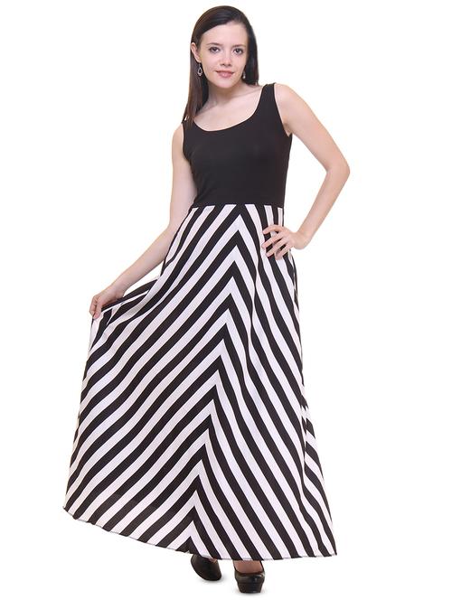 round neck striped maxi dress - 16743811 - Standard Image - 1