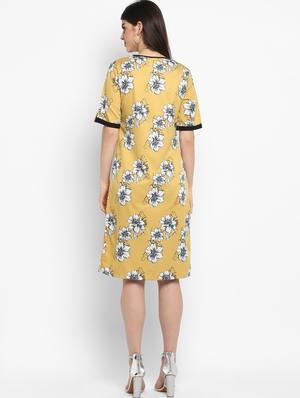 contrast bind floral a-line dress - 16743815 - Standard Image - 3