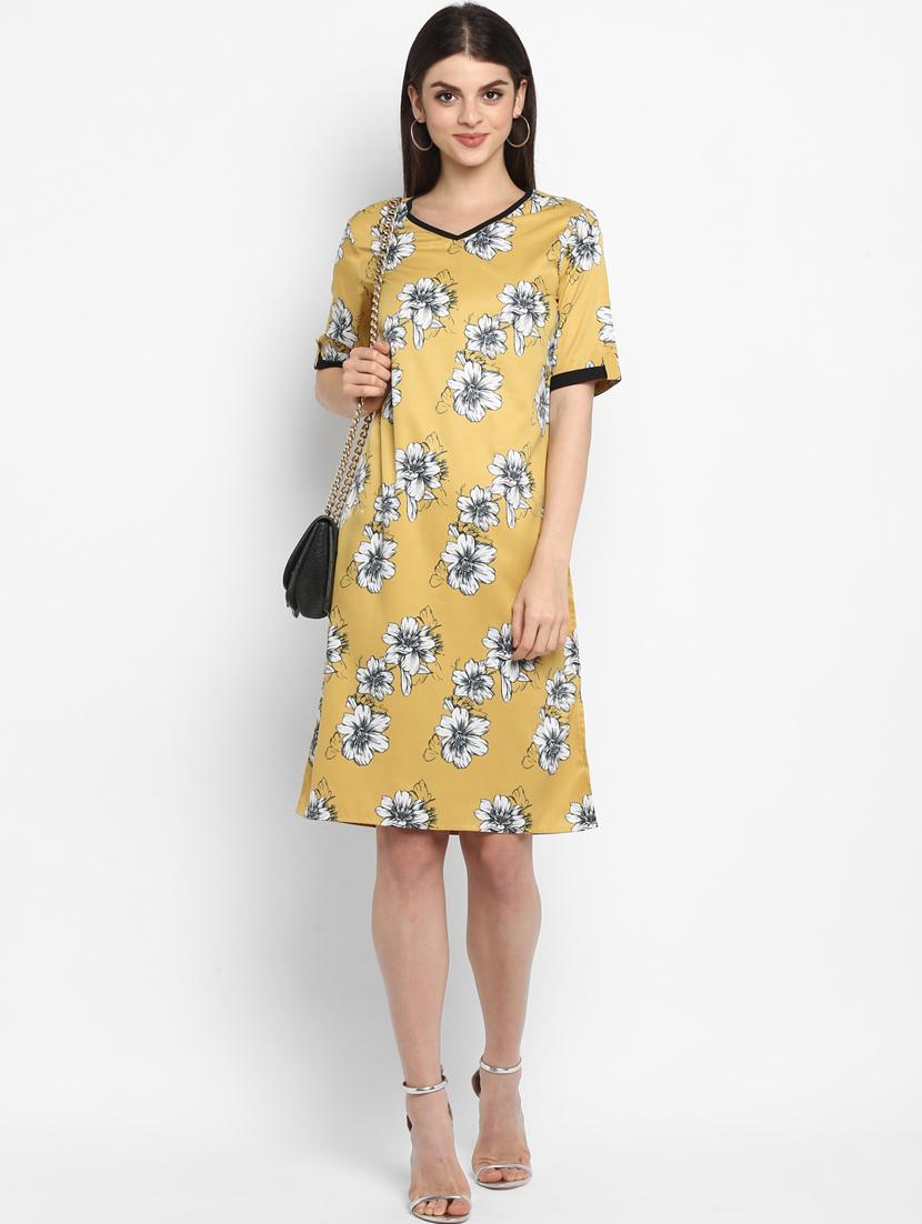 contrast bind floral a-line dress - 16743815 - Zoom Image - 1