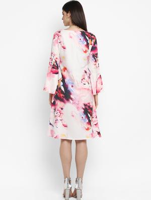 bell sleeved floral a-line dress - 16743816 - Standard Image - 3