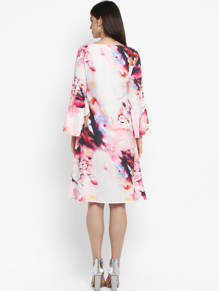 bell sleeved floral a-line dress - 16743816 - Zoom Image - 3