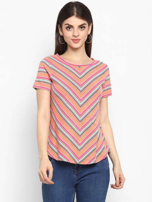 round neck chevron top - 16743819 - Very Small Image - 1