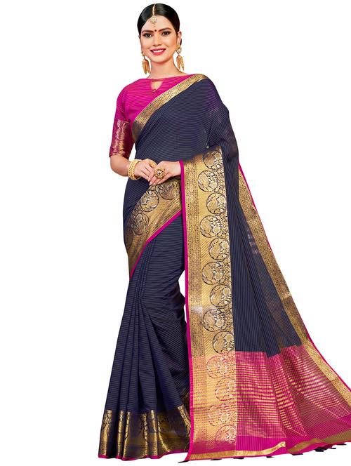 bordered woven saree with blouse - 16743863 - Standard Image - 1