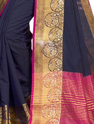 bordered woven saree with blouse - 16743863 - Standard Image - 3