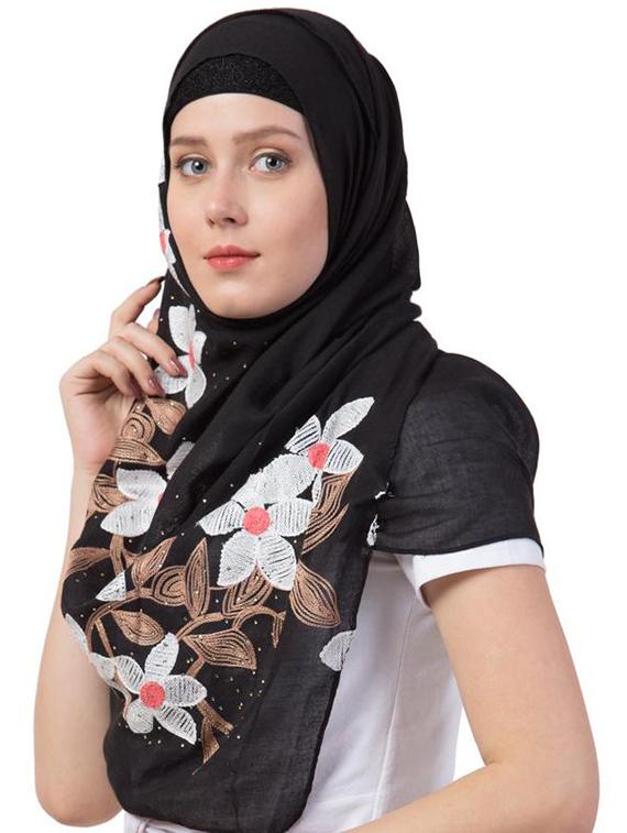 black cotton scarf - 16743936 - Zoom Image - 2