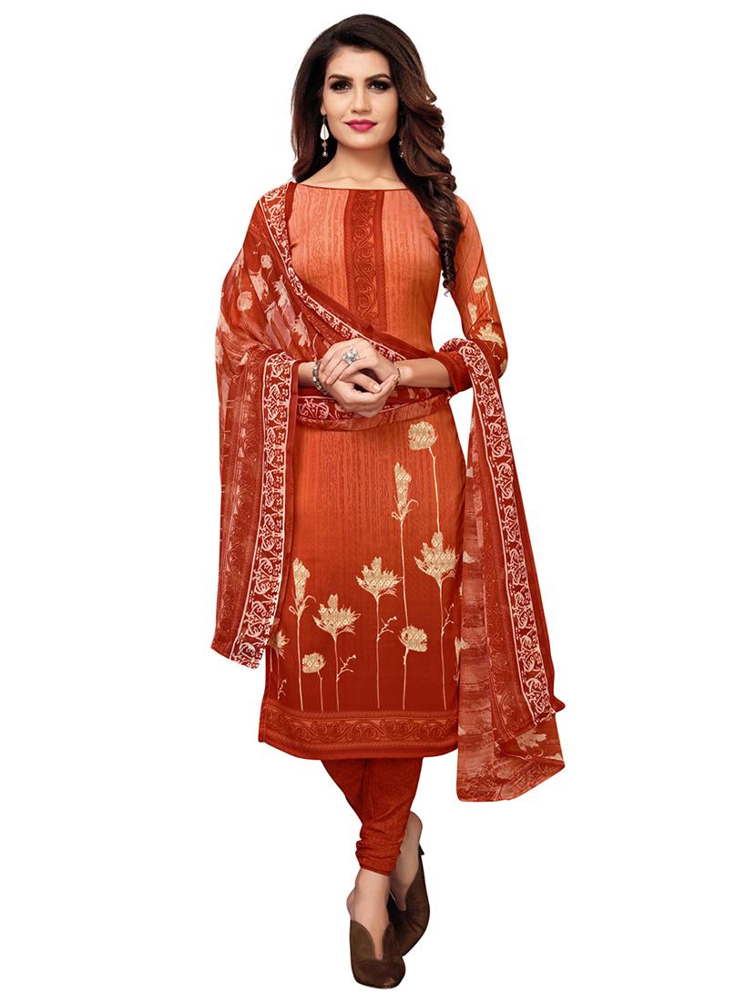 brown crepe salwar suit unstitched - 16744090 - Zoom Image - 1