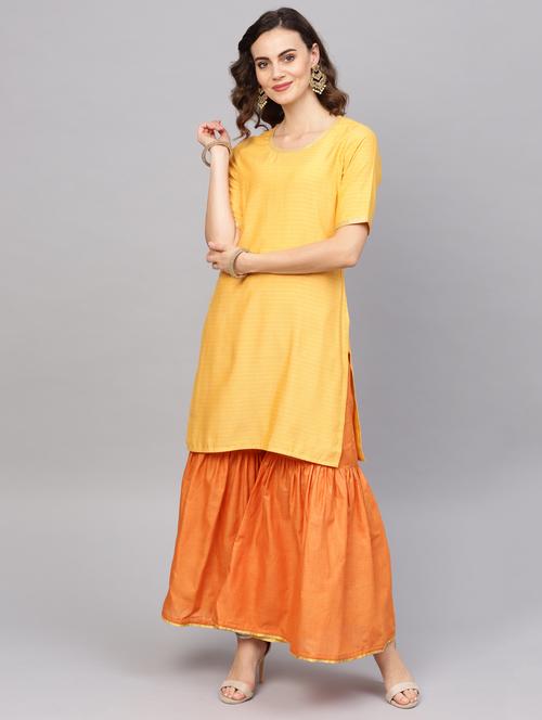 solid kurta sharara set - 16744216 - Standard Image - 1
