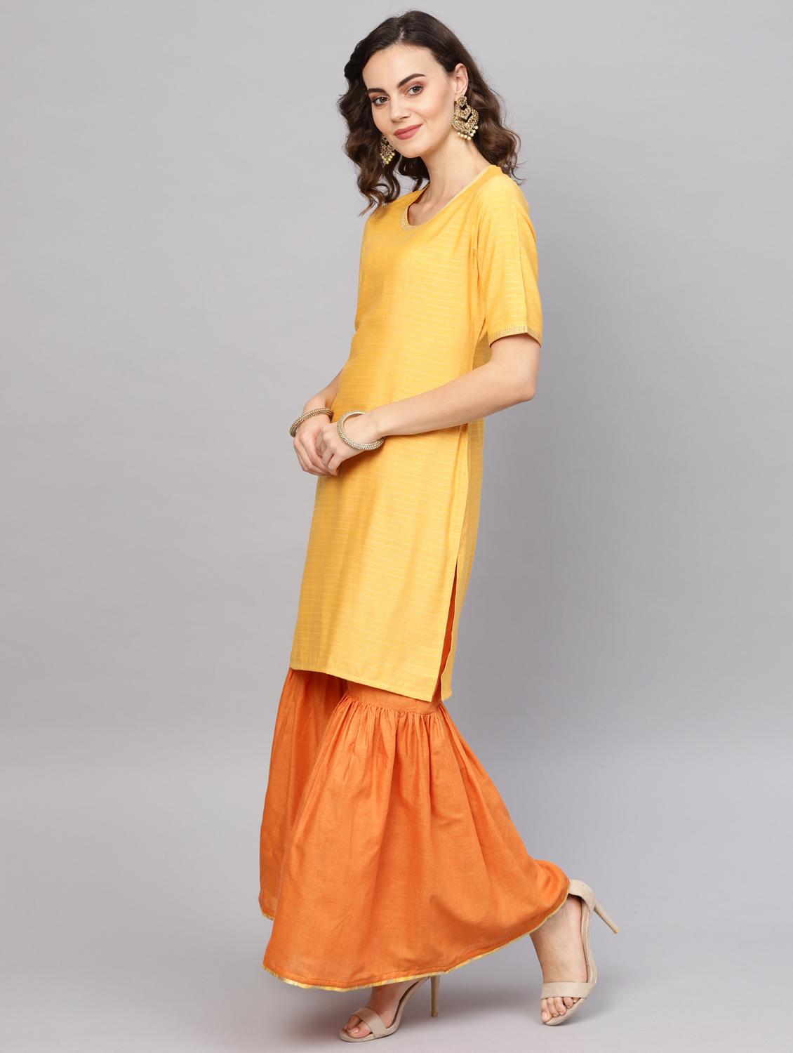 solid kurta sharara set - 16744216 - Zoom Image - 2