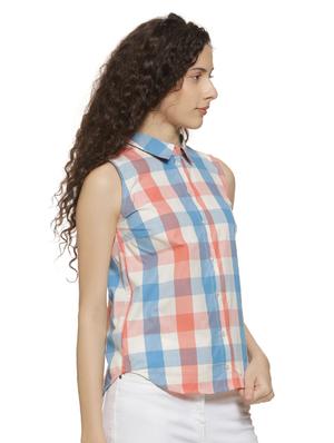 curved hem checkered shirt - 16744327 - Standard Image - 2