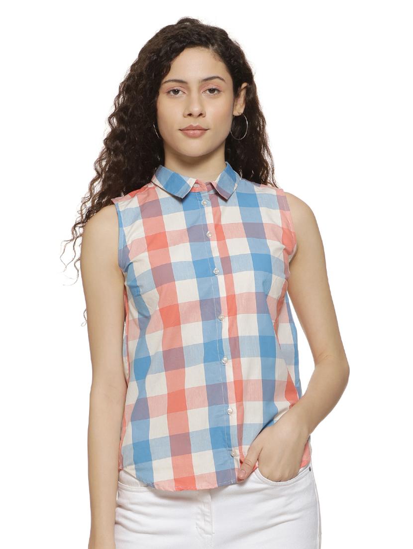 curved hem checkered shirt - 16744327 - Zoom Image - 1